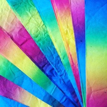 Öko-Regenbogenpapier, Knitterpapier aus Naturfasern